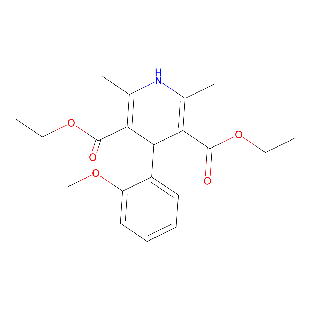 4-(2-Meo-PH)-2,6-dimethyl-1,4-2H-pyridine-3,5-dicarboxylic acid diethyl ester molecular structure, CAS 42972-42-9