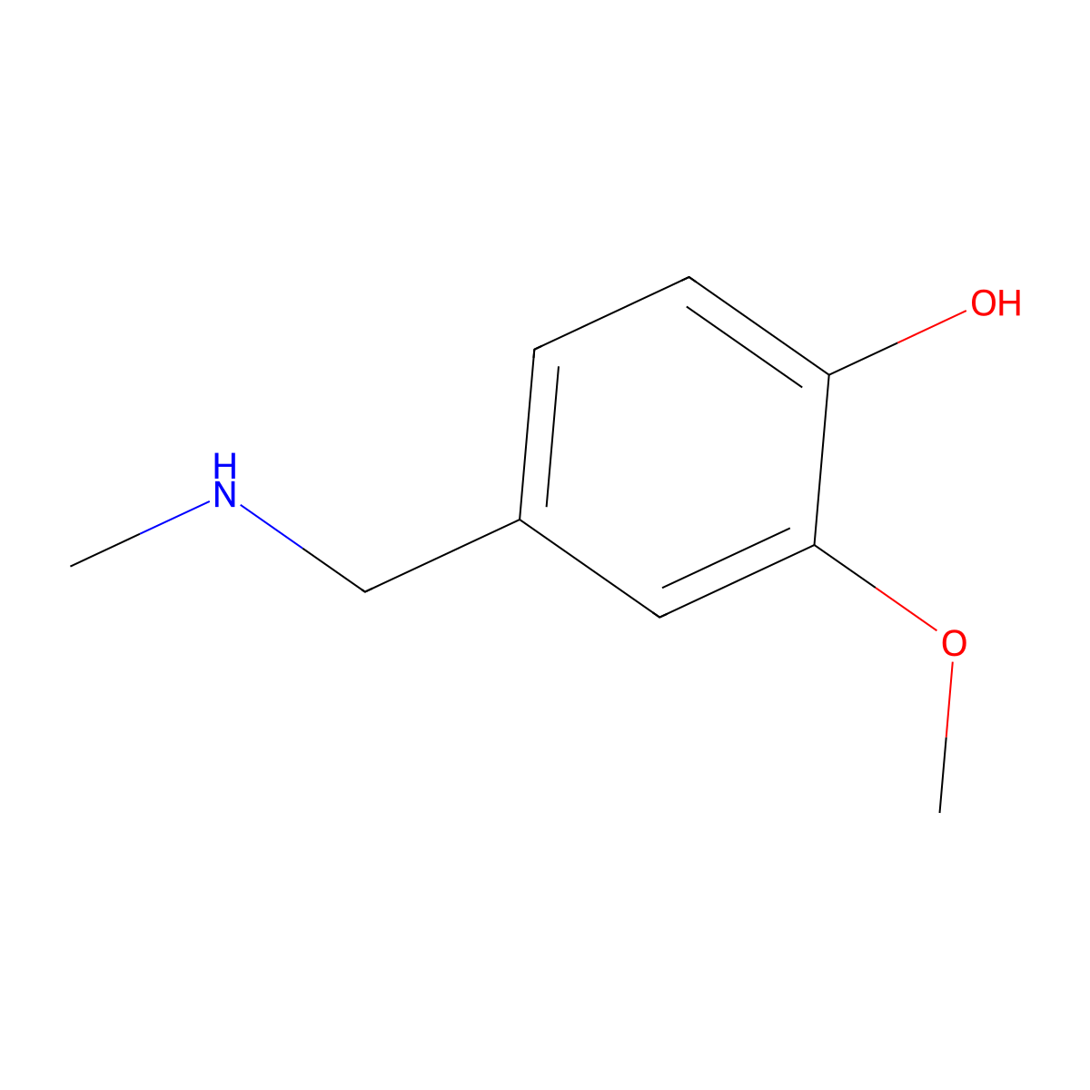 2-Methoxy-4-((methylamino)methyl)phenol molecular structure, CAS 42973-53-5