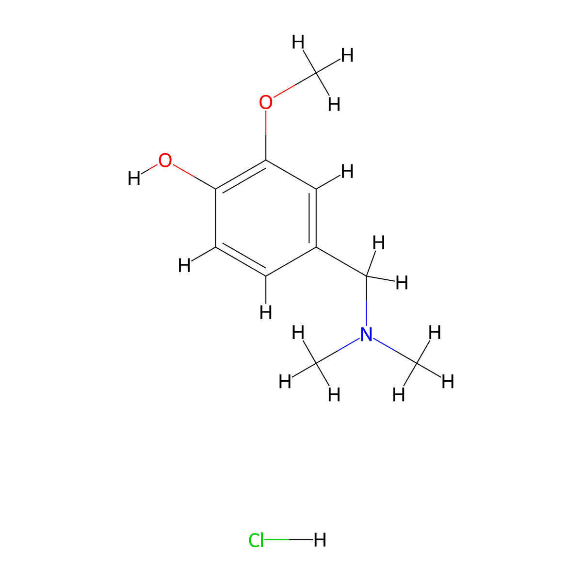 4-[(Dimethylamino)methyl]-2-methoxyphenol hydrochloride molecular structure, CAS 42973-54-6