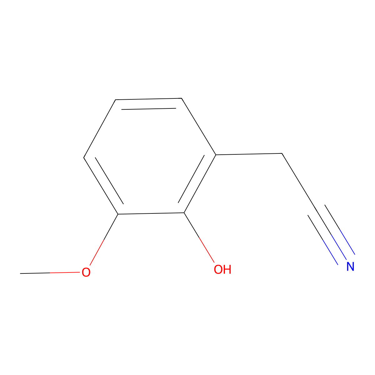 2-Hydroxy-3-methoxyphenylacetonitrile molecular structure, CAS 42973-56-8