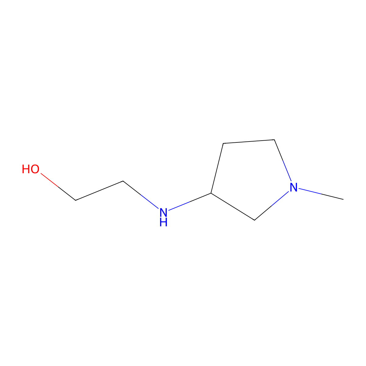 2-((1-Methylpyrrolidin-3-yl)amino)ethanol molecular structure, CAS 42977-84-4