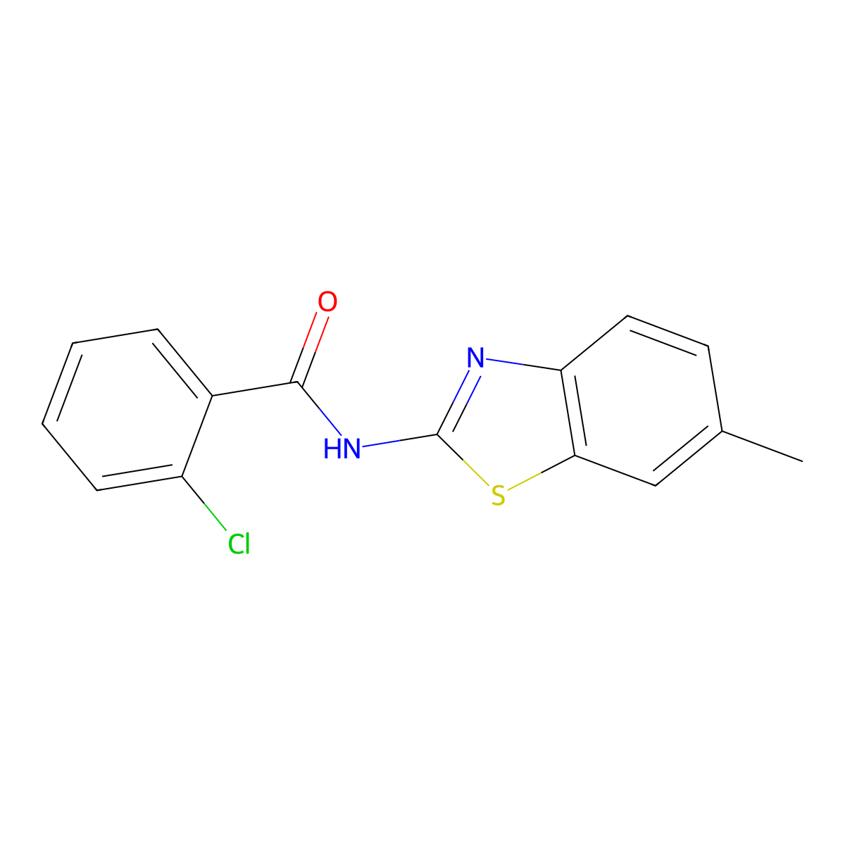 2-chloro-N-(6-methyl-1,3-benzothiazol-2-yl)benzamide molecular structure, CAS 4298-30-0
