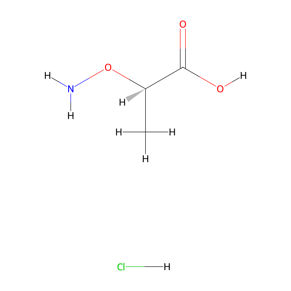 Propionic acid, alpha-aminooxy-, hydrochloride, (-) molecular structure, CAS 42989-99-1