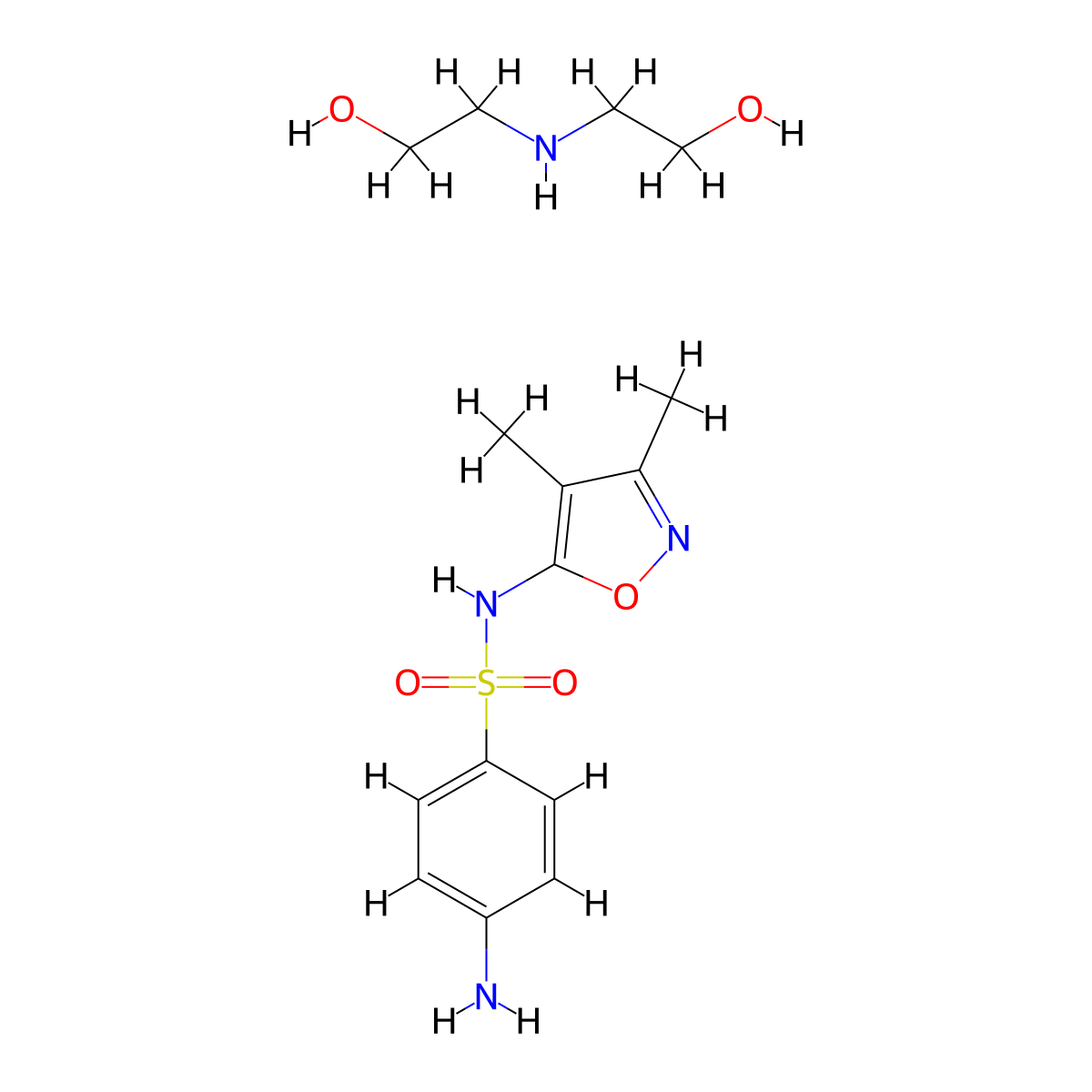 Sulfisoxazole Diolamine molecular structure, CAS 4299-60-9