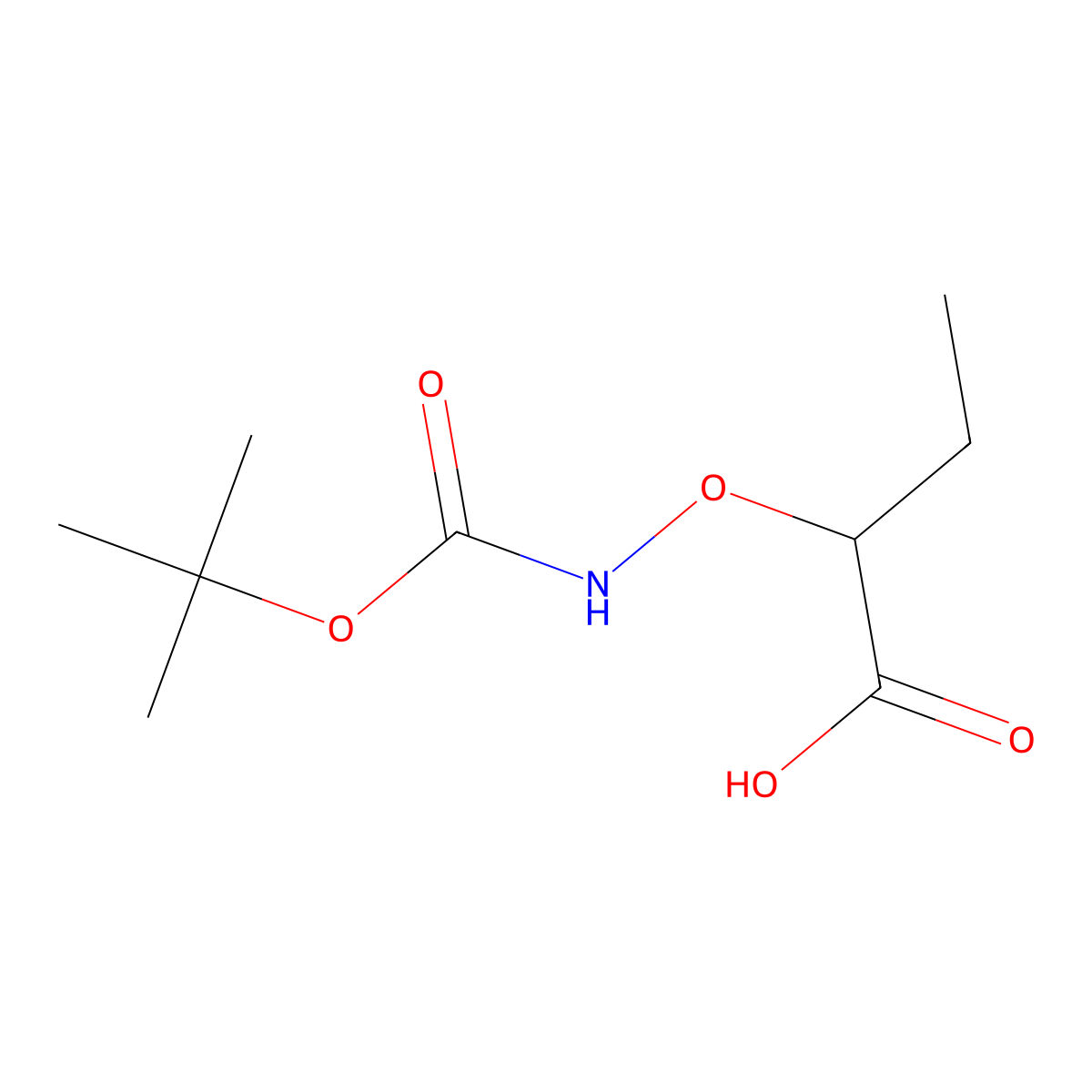 2-({[(Tert-butoxy)carbonyl]amino}oxy)butanoic acid molecular structure, CAS 42990-01-2