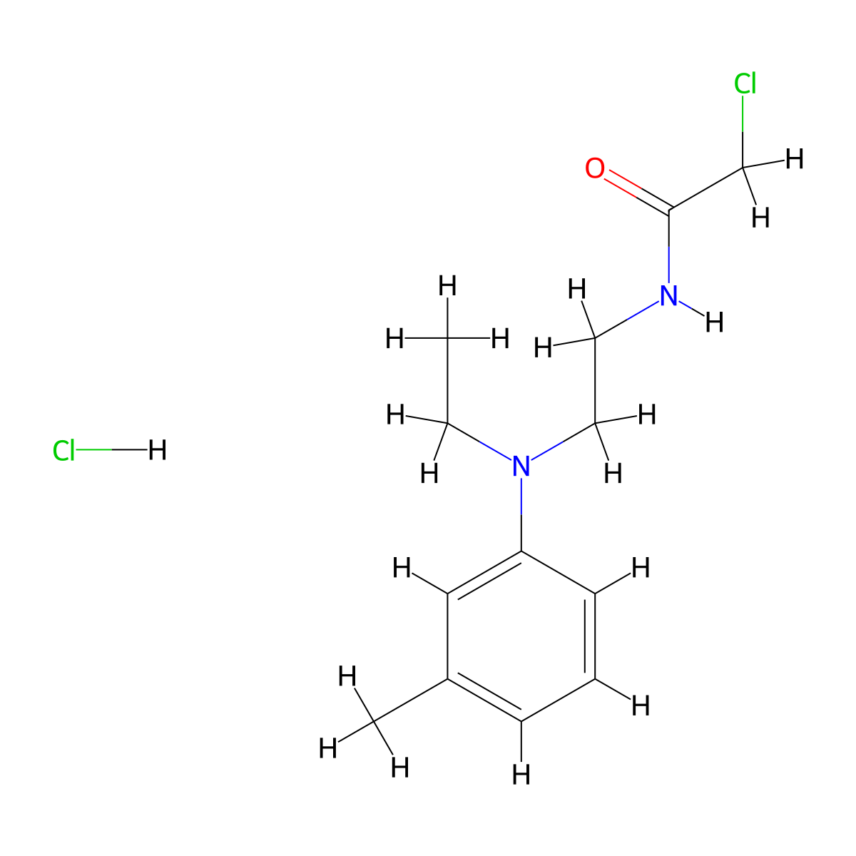 2-chloro-N-{2-[ethyl(3-methylphenyl)amino]ethyl}acetamide hydrochloride molecular structure, CAS 42992-30-3