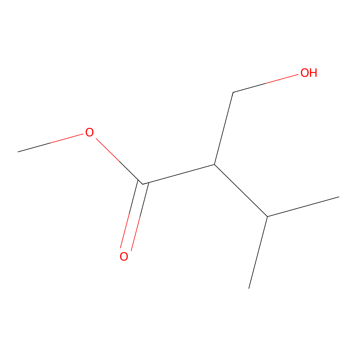 Methyl 2-(hydroxymethyl)-3-methylbutanoate molecular structure, CAS 42998-05-0