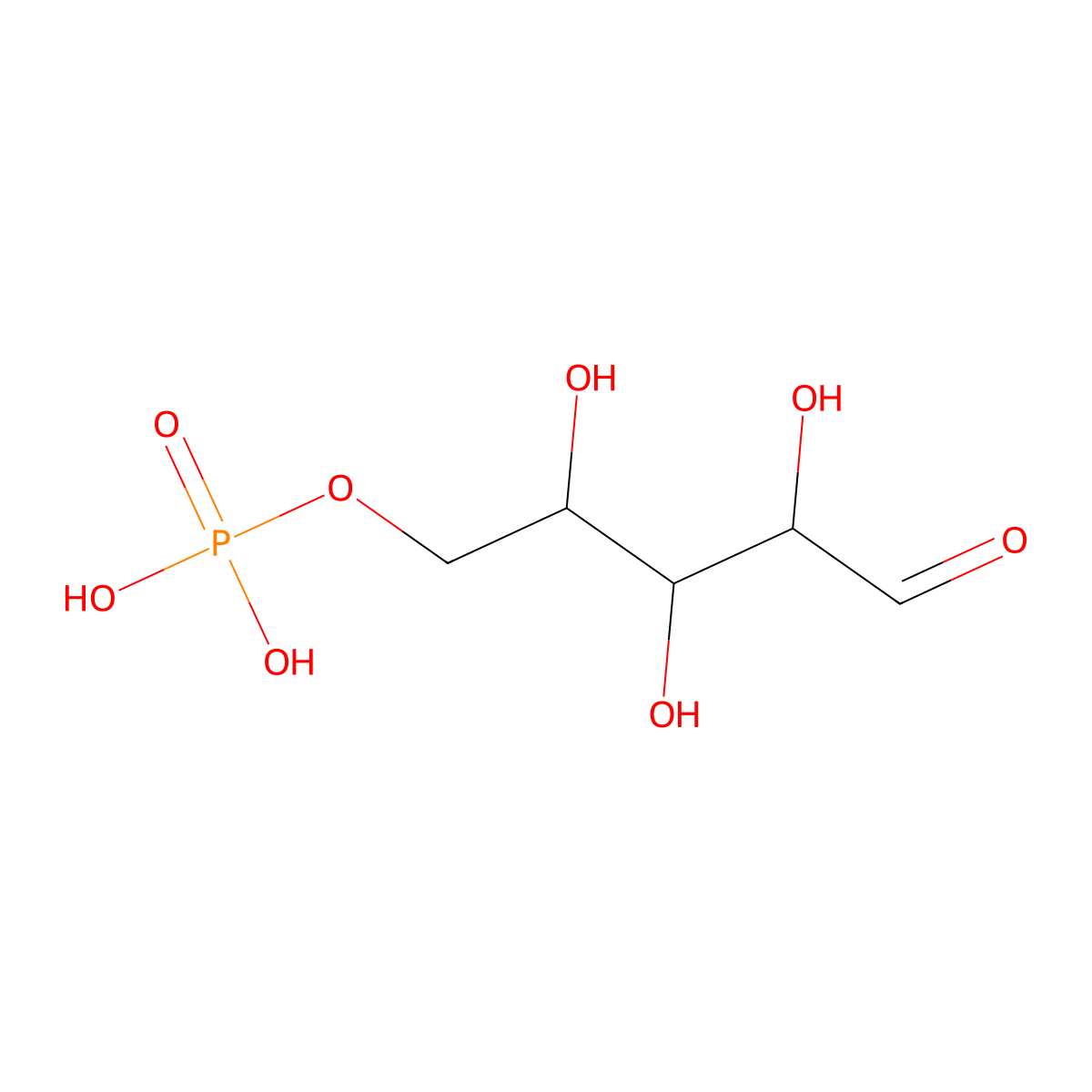 Ribose 5-phosphate molecular structure, CAS 4300-28-1
