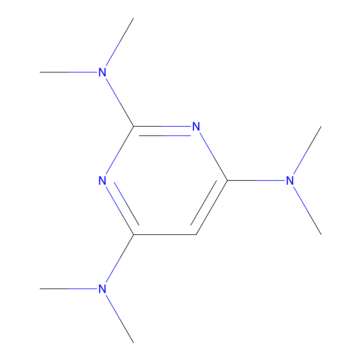 2,4,6-Pyrimidinetriamine, N,N,N',N',N'',N''-hexamethyl- molecular structure, CAS 43002-24-0