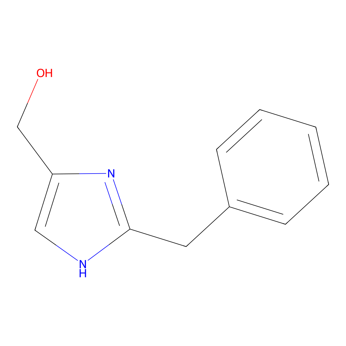 (2-benzyl-1H-imidazol-4-yl)methanol molecular structure, CAS 43002-56-8
