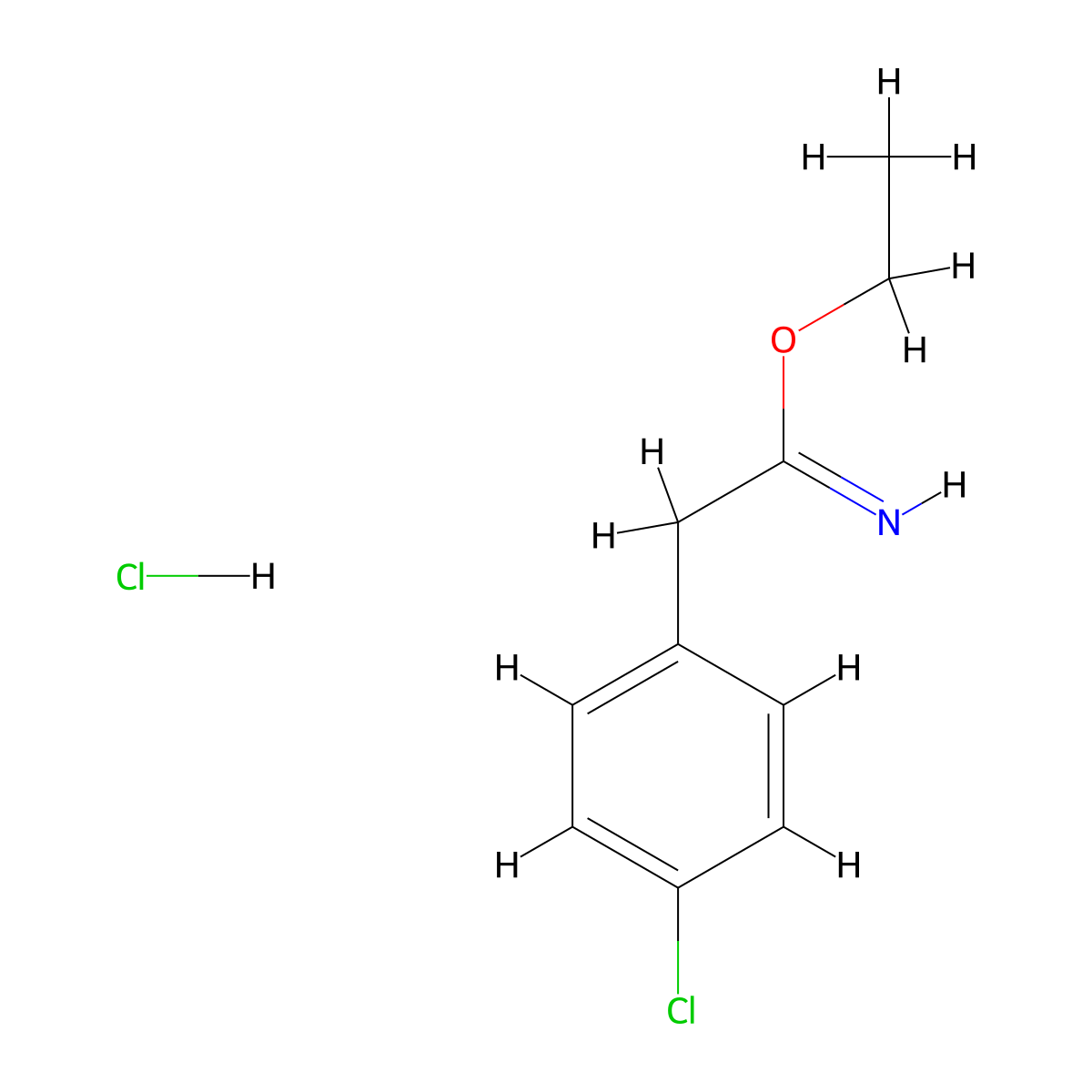 Ethyl 2-(4-chlorophenyl)ethanecarboximidate hydrochloride molecular structure, CAS 43002-66-0
