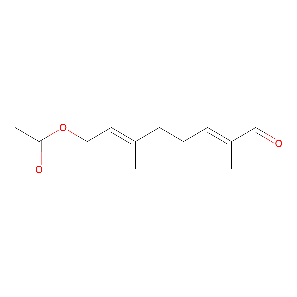 (2E,6E)-3,7-Dimethyl-8-oxoocta-2,6-dien-1-YL acetate molecular structure, CAS 43009-61-6