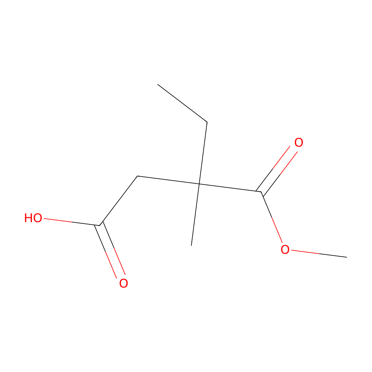 3-Methyl-3-(methyl carboxy)pentanoic acid molecular structure, CAS 43010-65-7