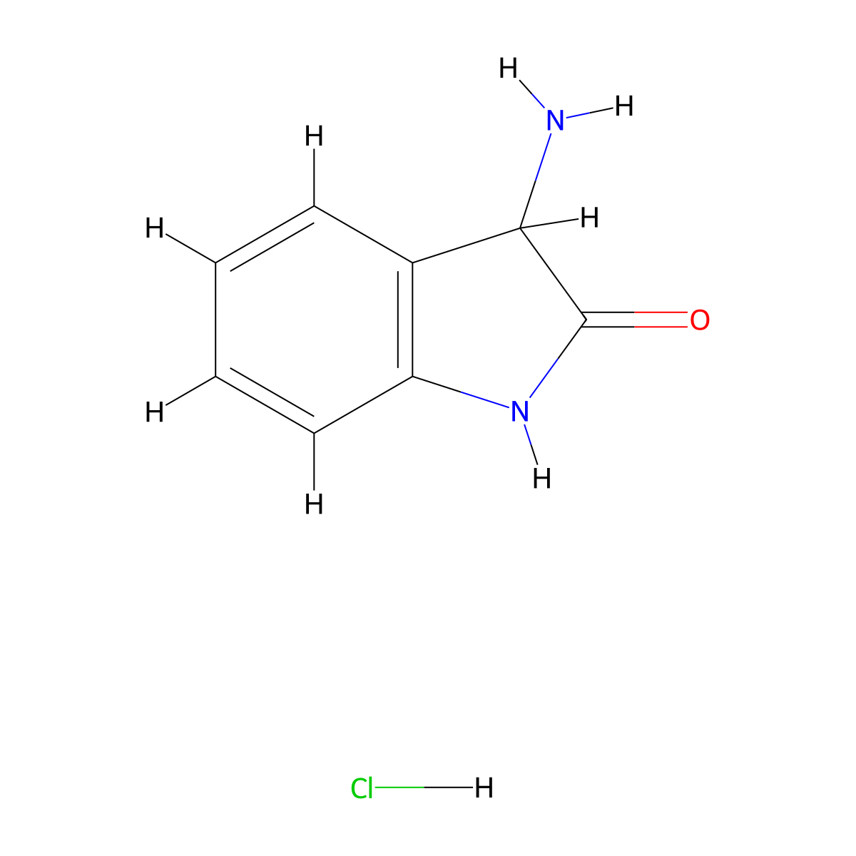 3-Amino-1,3-dihydro-2H-indol-2-one hydrochloride molecular structure, CAS 43012-47-1