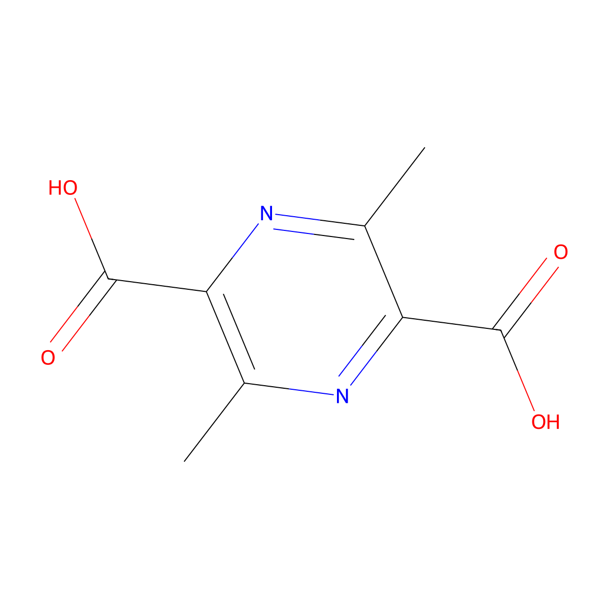 3,6-Dimethylpyrazine-2,5-dicarboxylic acid molecular structure, CAS 43015-44-7