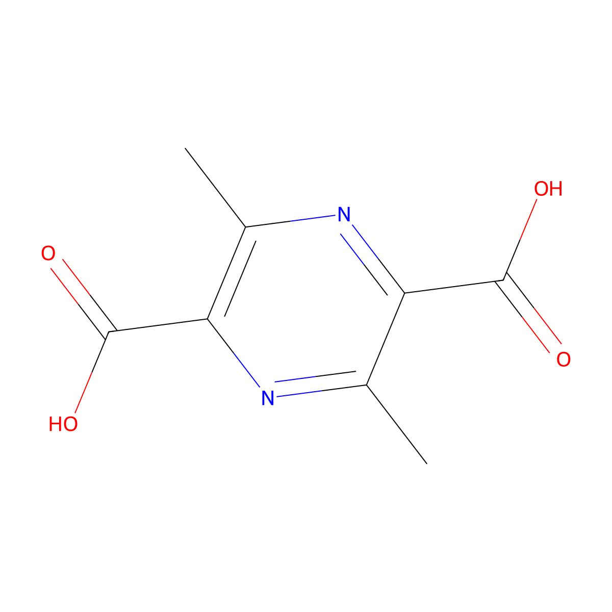 3,6-Dimethylpyrazine-2,5-dicarboxylic acid molecular structure, CAS 43015-44-7