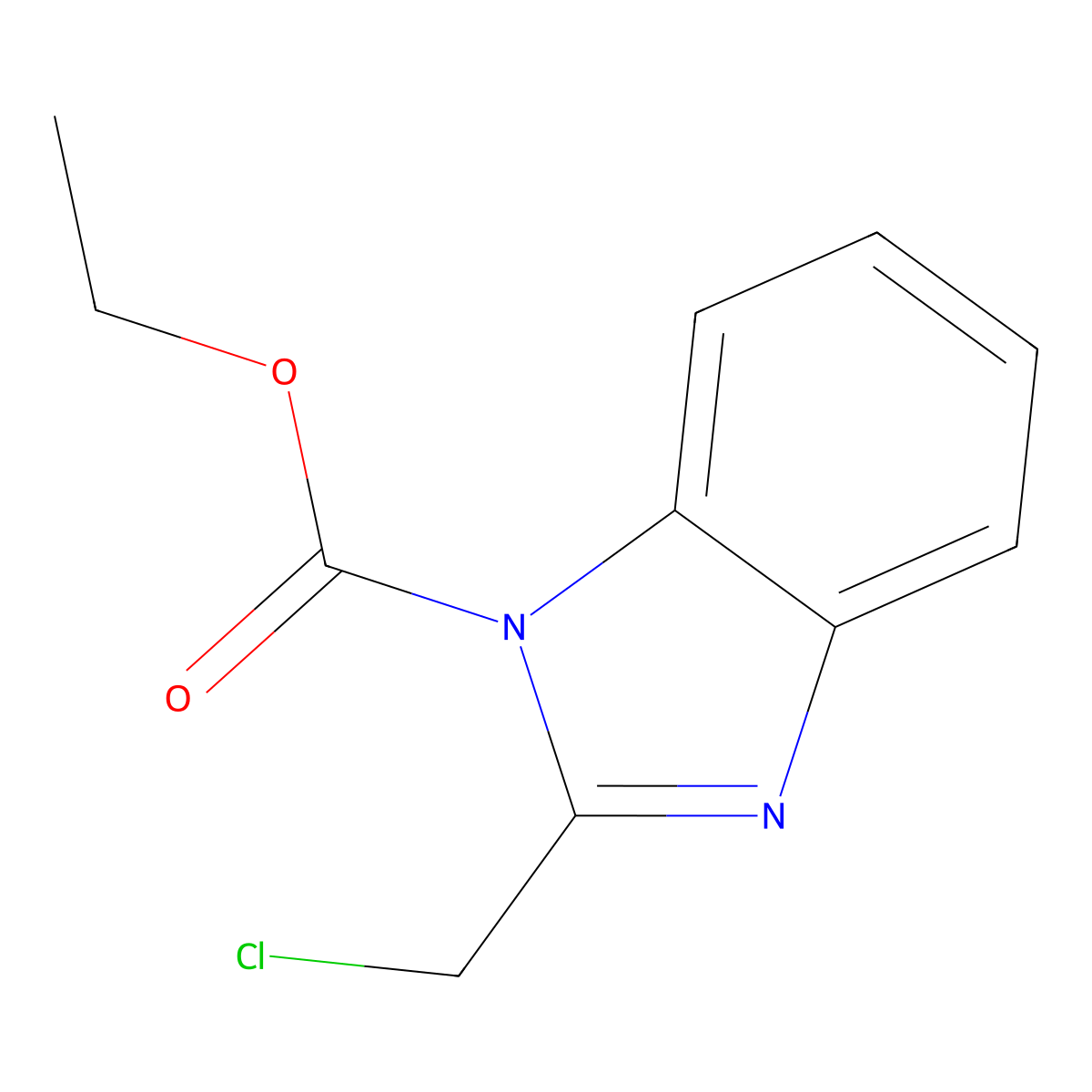 ethyl 2-(chloromethyl)-1H-benzimidazole-1-carboxylate molecular structure, CAS 43016-45-1