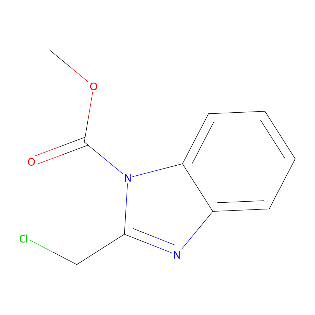 Methyl 2-(chloromethyl)-1H-benzimidazole-1-carboxylate molecular structure, CAS 43016-46-2
