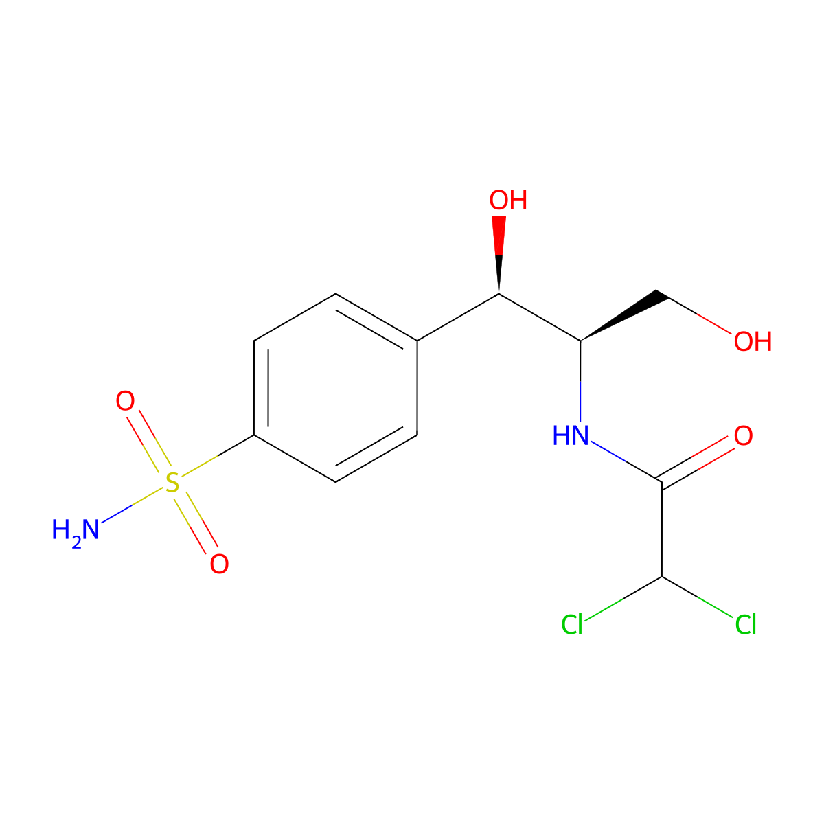 N-((1R,2R)-2-(4-(Aminosulfonyl)phenyl)-2-hydroxy-1-(hydroxymethyl)ethyl)-2,2-dichloroacetamide molecular structure, CAS 4302-95-8