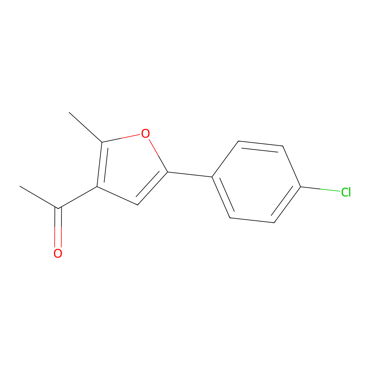 3-Acetyl-5-(4-chlorophenyl)-2-methylfuran molecular structure, CAS 43020-12-8