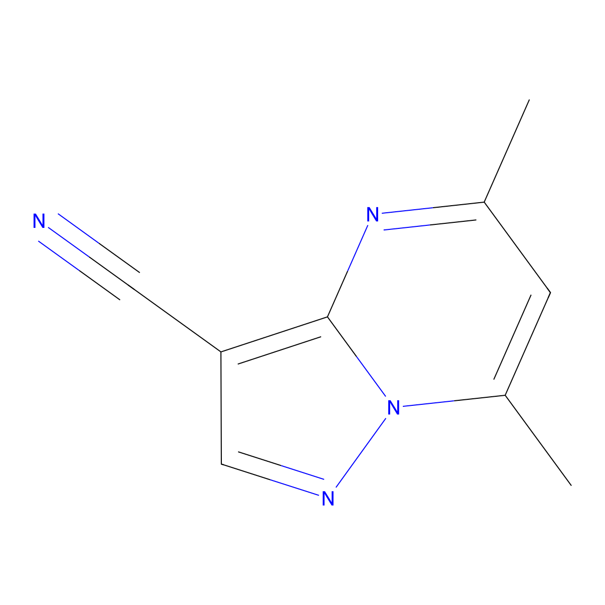 5,7-Dimethylpyrazolo[1,5-a]pyrimidine-3-carbonitrile molecular structure, CAS 43024-16-4