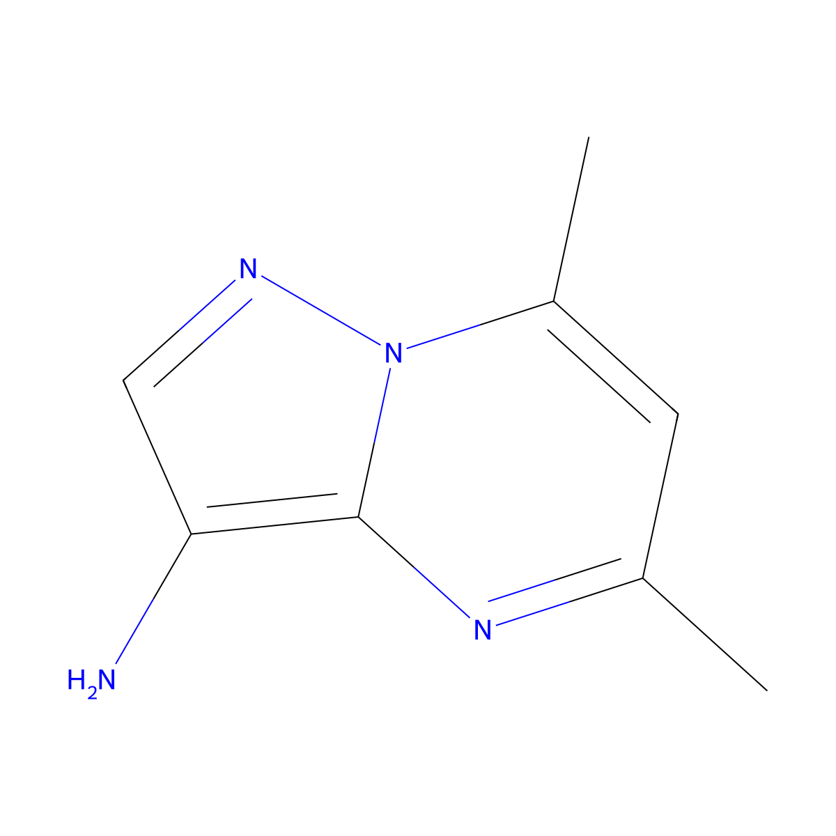5,7-Dimethylpyrazolo[1,5-a]pyrimidin-3-amine molecular structure, CAS 43024-31-3