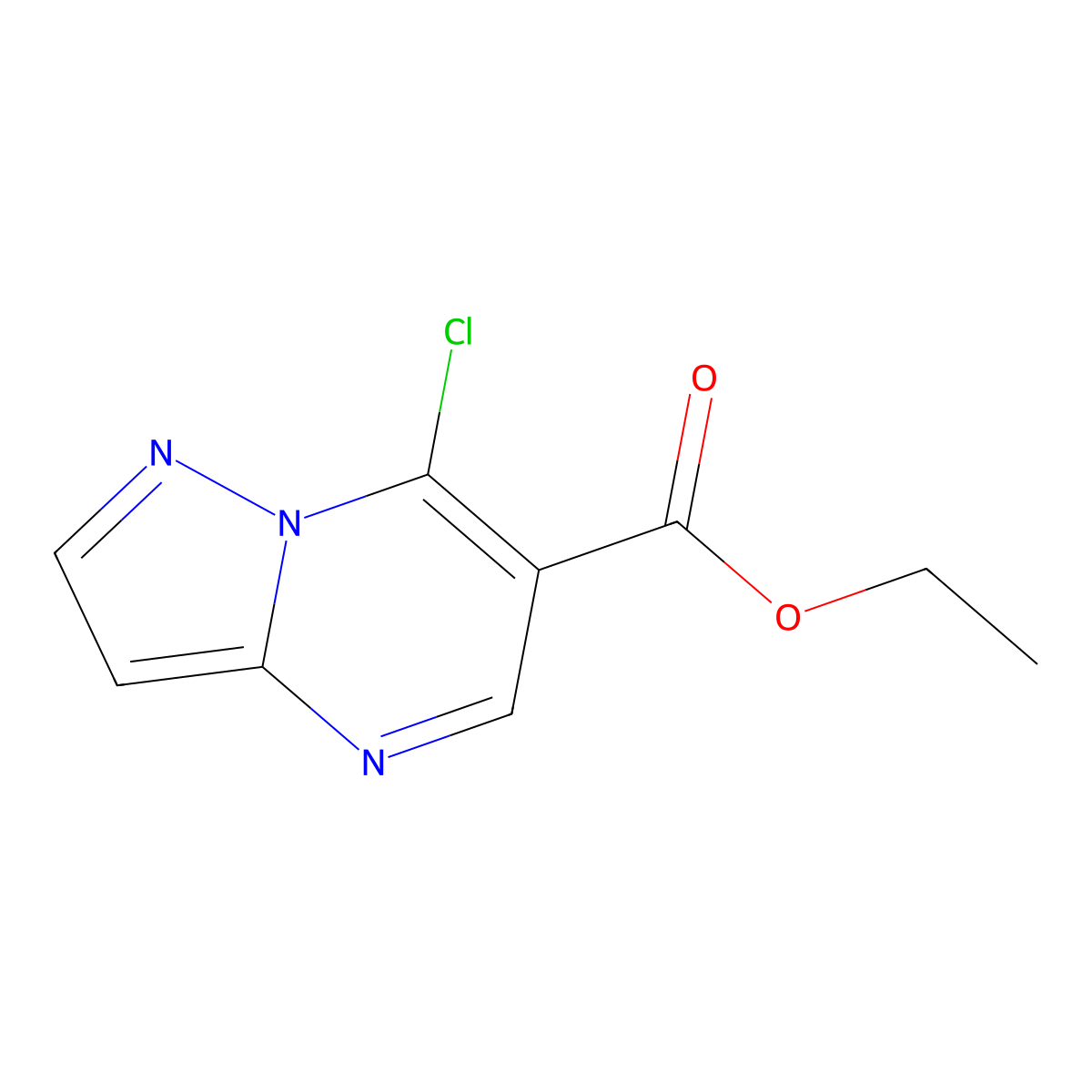 Ethyl 7-chloropyrazolo[1,5-a]pyrimidine-6-carboxylate molecular structure, CAS 43024-70-0