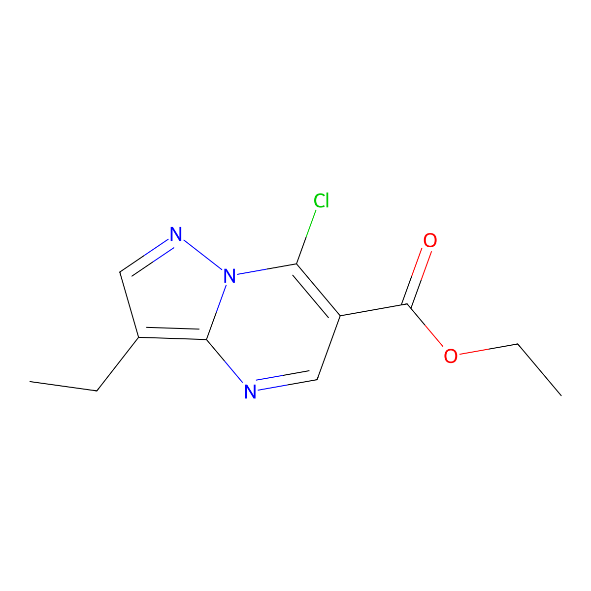 Ethyl 7-chloro-3-ethylpyrazolo[1,5-a]pyrimidine-6-carboxylate molecular structure, CAS 43024-71-1
