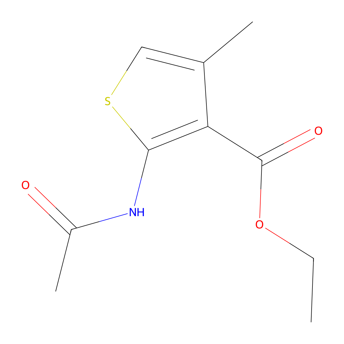 Ethyl 2-(acetylamino)-4-methylthiophene-3-carboxylate molecular structure, CAS 43028-66-6