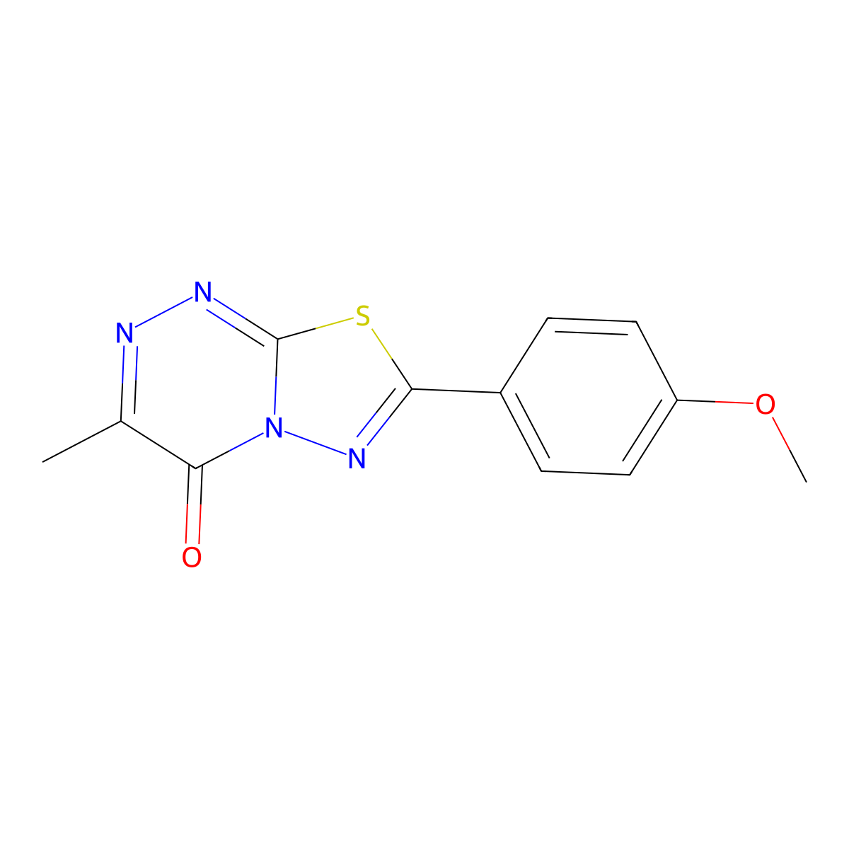 7-(4-methoxyphenyl)-3-methyl-4H-[1,3,4]thiadiazolo[2,3-c][1,2,4]triazin-4-one molecular structure, CAS 43029-26-1