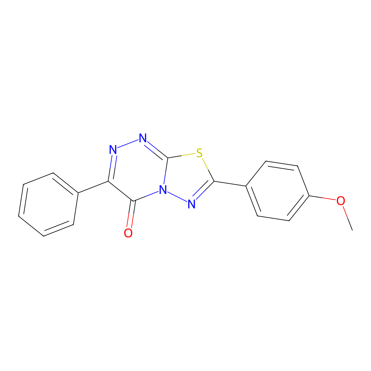 7-(4-methoxyphenyl)-3-phenyl-4H-[1,3,4]thiadiazolo[2,3-c][1,2,4]triazin-4-one molecular structure, CAS 43029-34-1