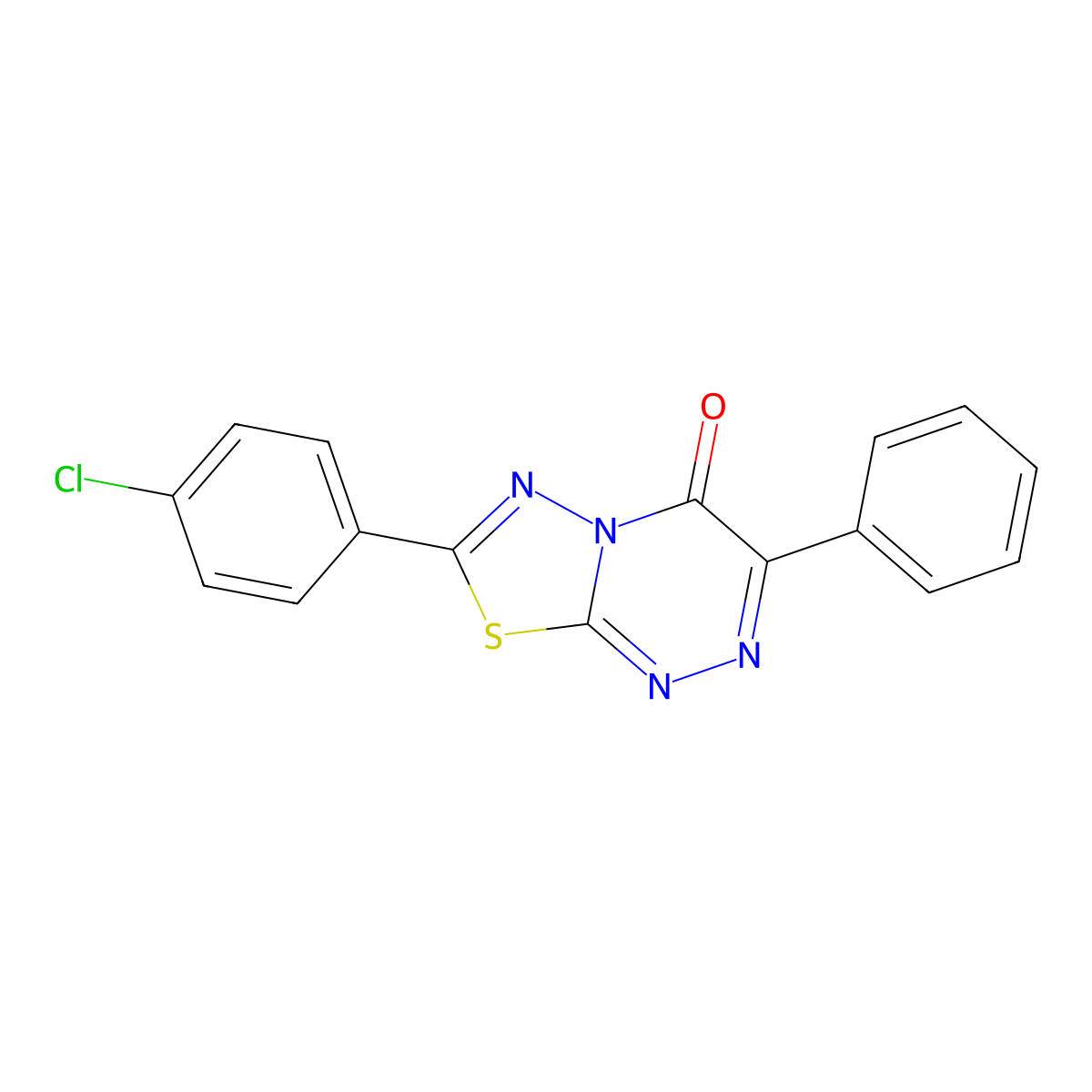 7-(4-chlorophenyl)-3-phenyl-4H-[1,3,4]thiadiazolo[2,3-c][1,2,4]triazin-4-one molecular structure, CAS 43029-36-3