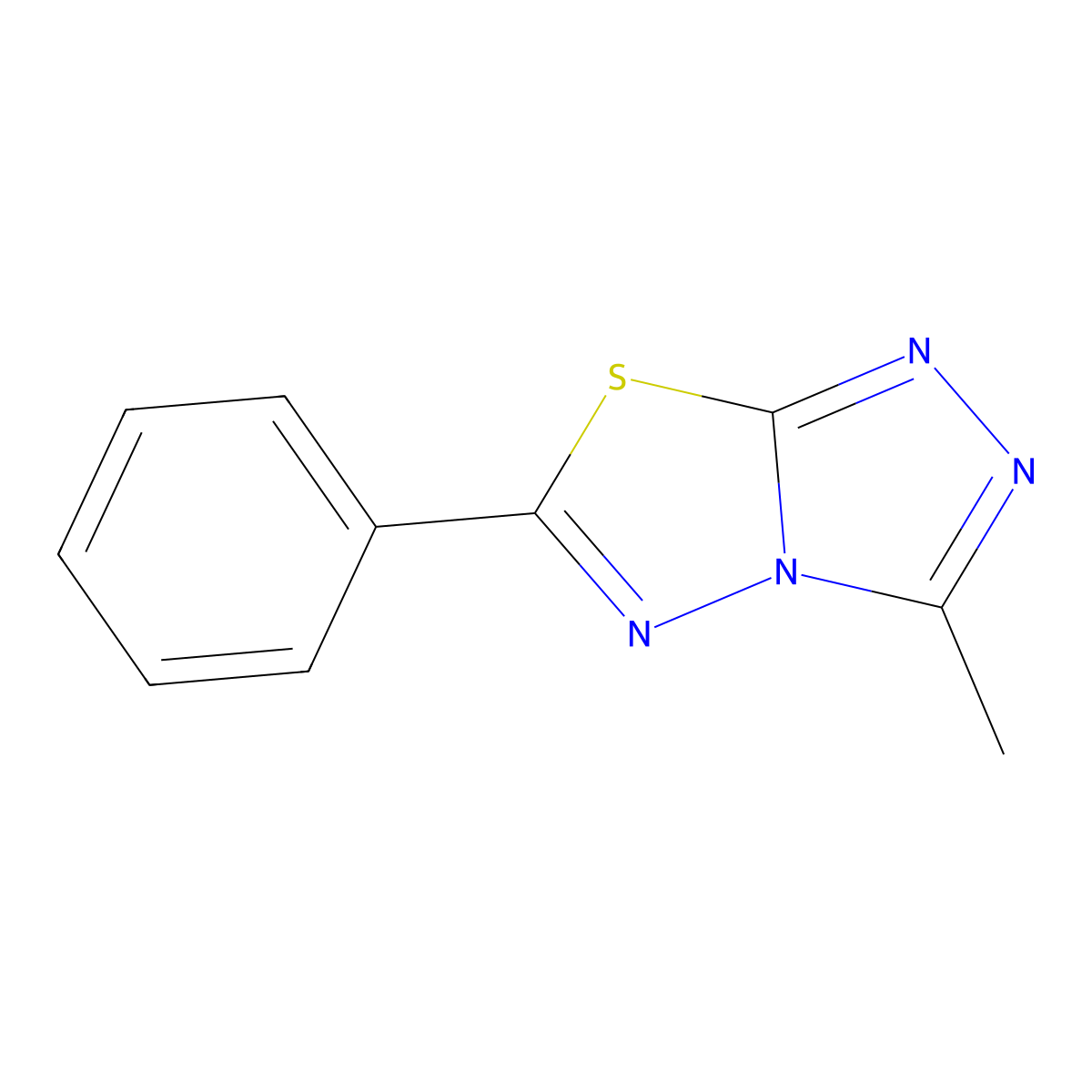 3-Methyl-6-phenyl[1,2,4]triazolo[3,4-b][1,3,4]thiadiazole molecular structure, CAS 43029-40-9