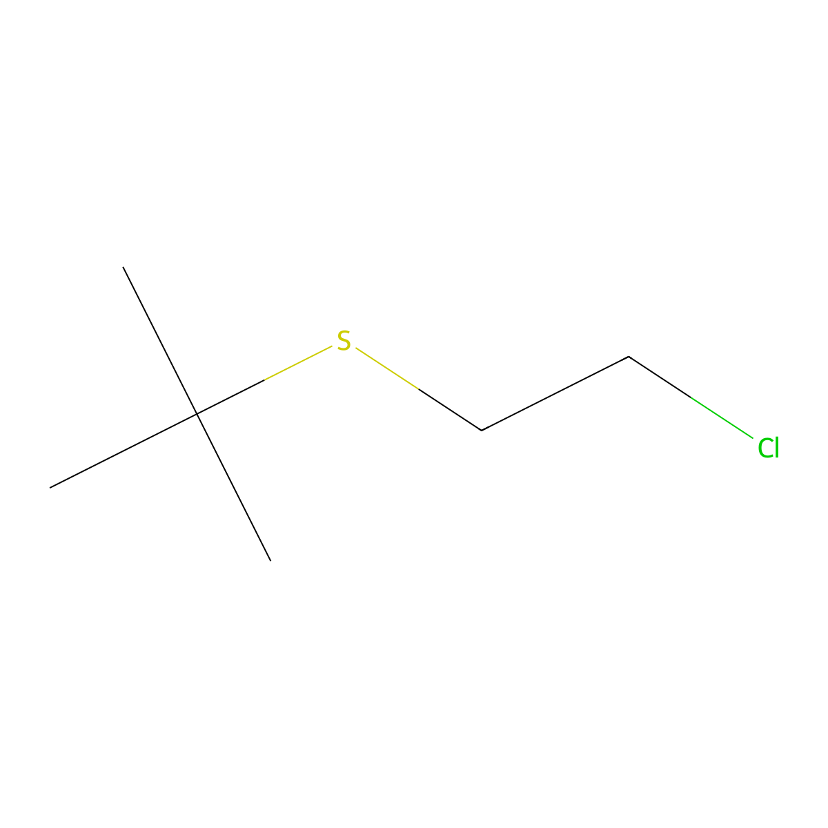 2-((2-Chloroethyl)thio)-2-methylpropane molecular structure, CAS 4303-44-0