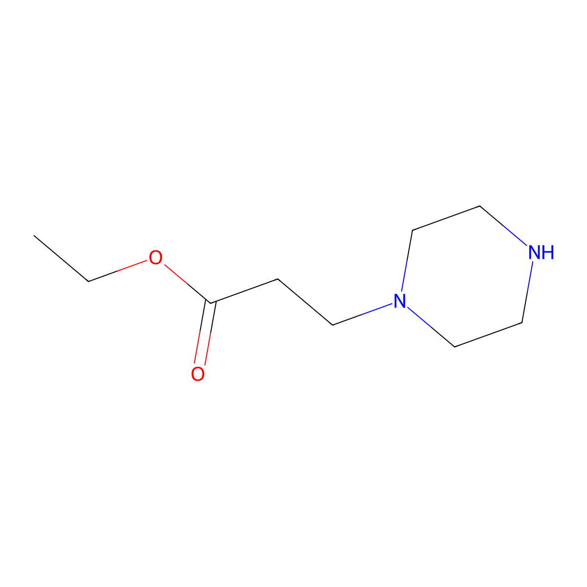 Ethyl 3-(piperazin-1-yl)propanoate molecular structure, CAS 43032-38-8