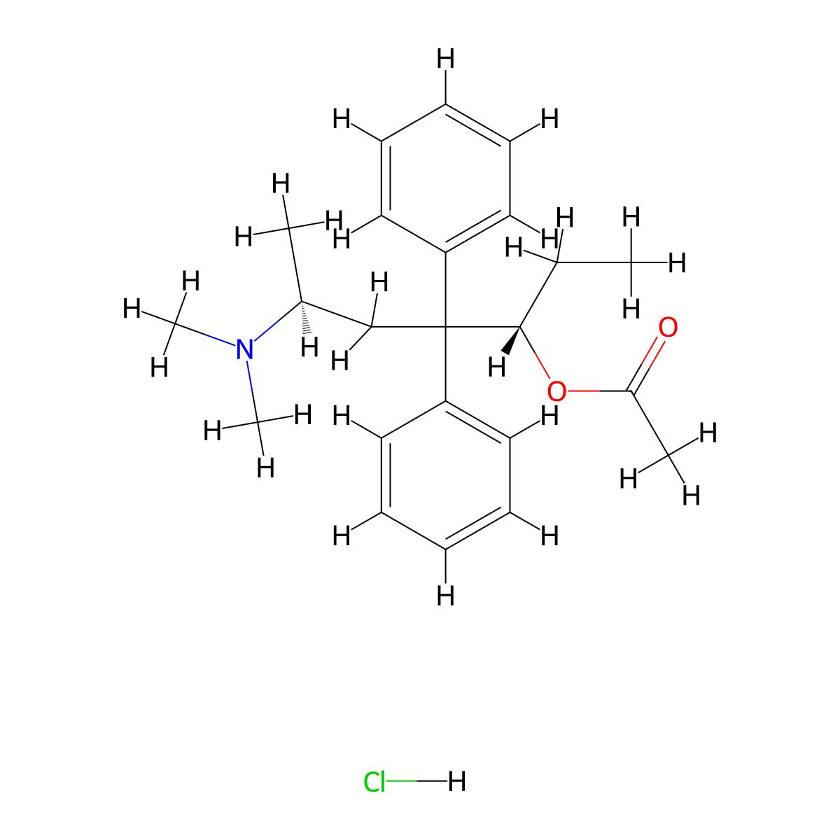 Levomethadyl acetate hydrochloride molecular structure, CAS 43033-72-3