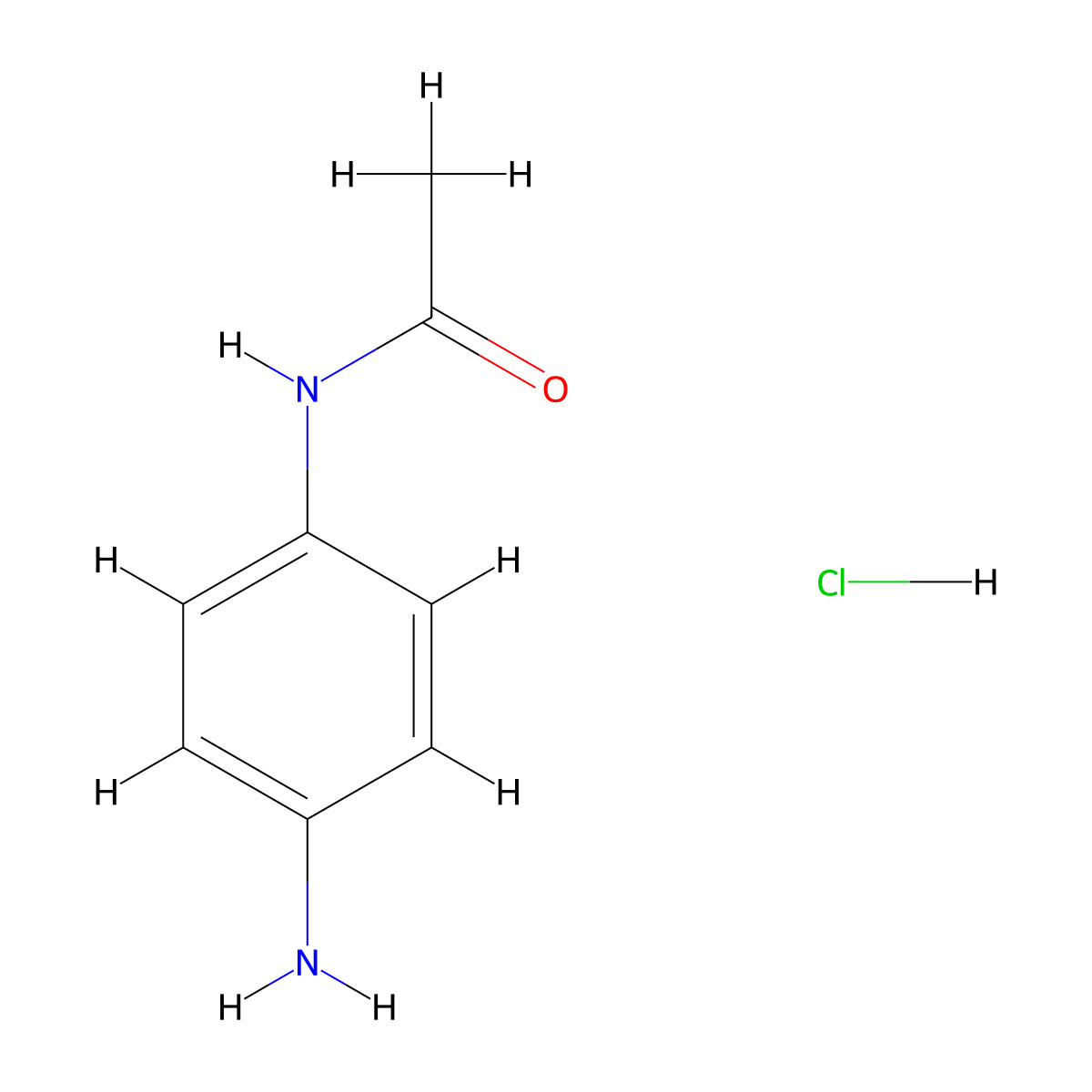 Acetamide, N-(4-aminophenyl)-, hydrochloride (1:1) molecular structure, CAS 43036-07-3