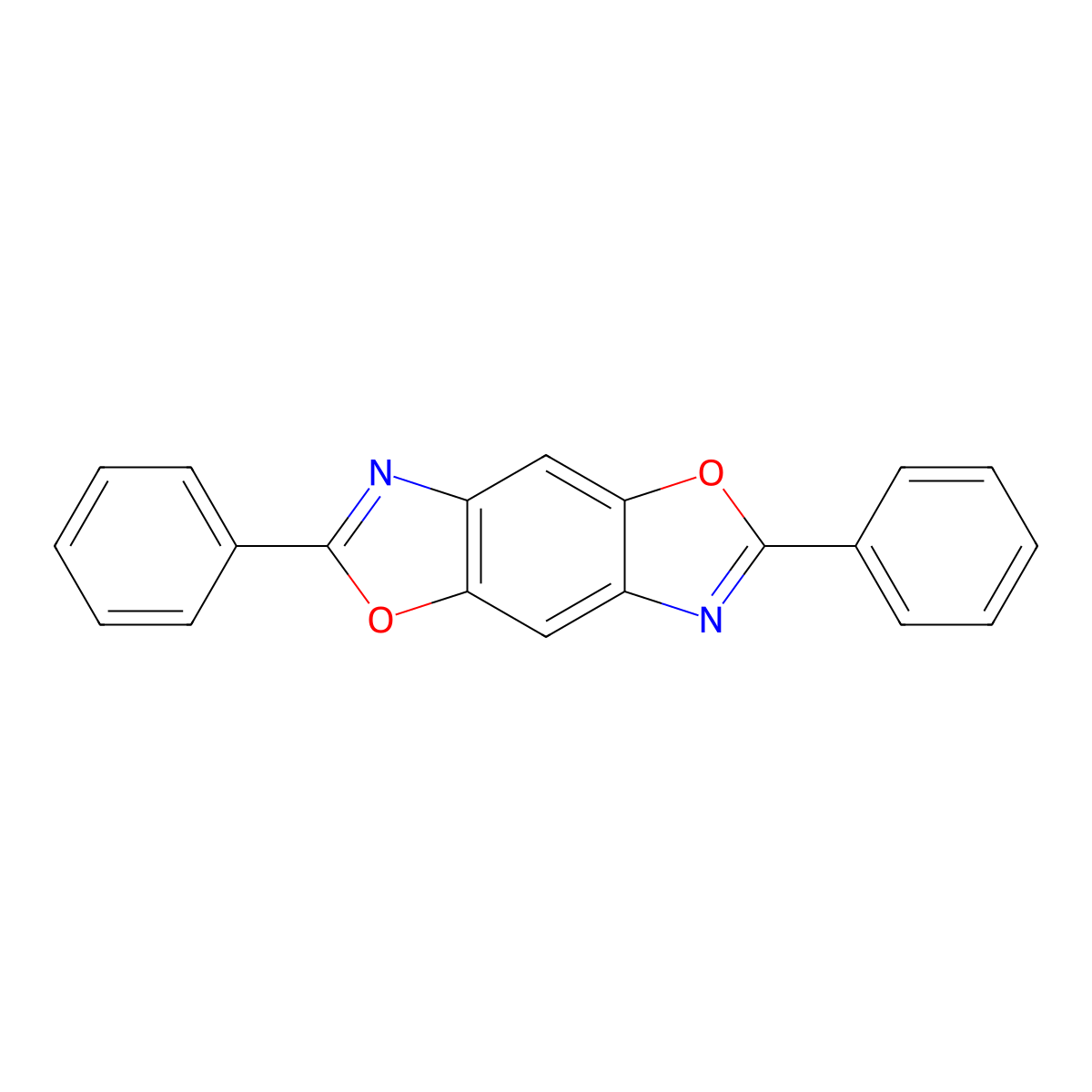 2,6-Diphenylbenzo[1,2-d:4,5-d']bis(oxazole) molecular structure, CAS 43036-58-4