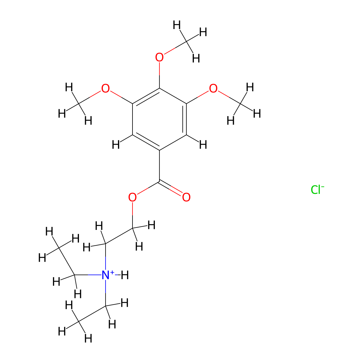 Benzoic acid, 3,4,5-trimethoxy-, 2-(diethylamino)ethyl ester, hydrochloride (1:1) molecular structure, CAS 4304-21-6