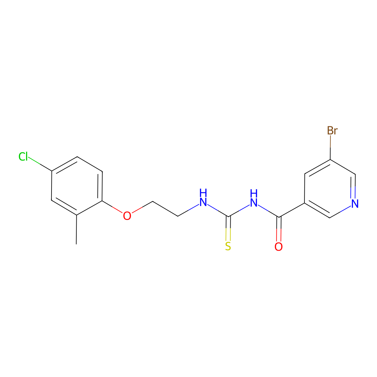 5-bromo-N-[2-(4-chloro-2-methylphenoxy)ethylcarbamothioyl]pyridine-3-carboxamide molecular structure, CAS 430441-61-5