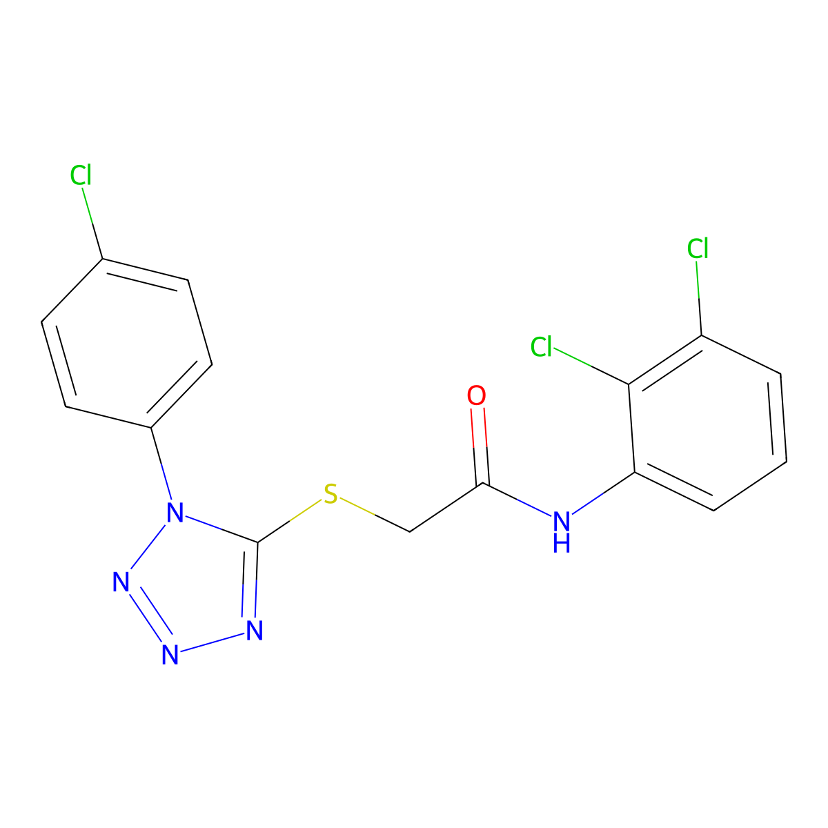 2-[1-(4-chlorophenyl)tetrazol-5-yl]sulfanyl-N-(2,3-dichlorophenyl)acetamide molecular structure, CAS 430441-68-2