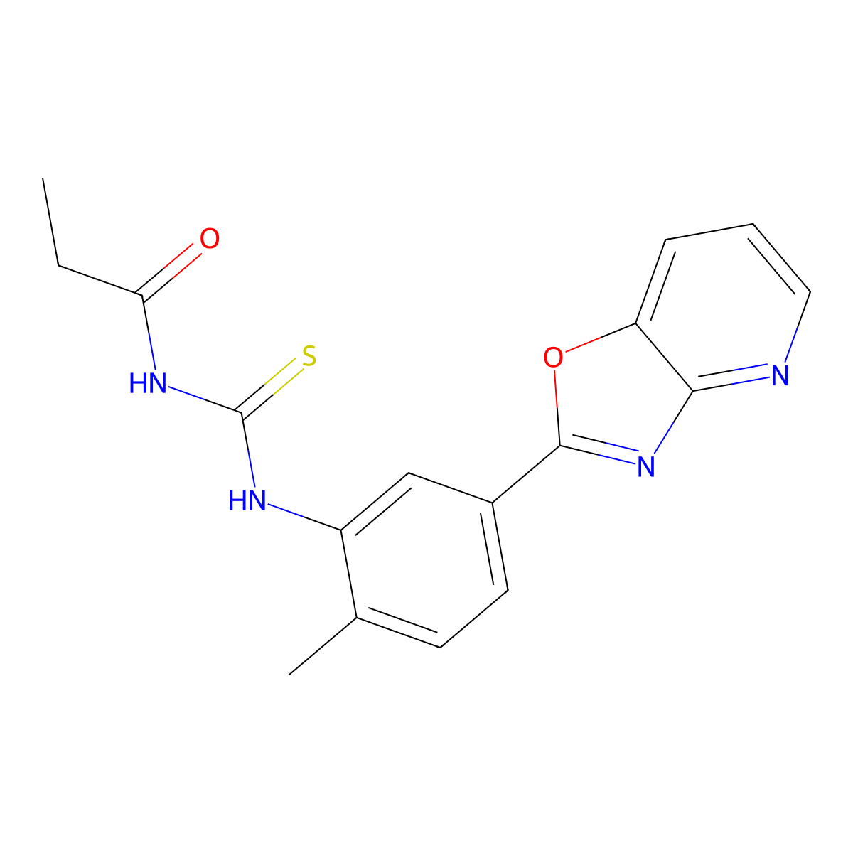 N-[[2-methyl-5-([1,3]oxazolo[4,5-b]pyridin-2-yl)phenyl]carbamothioyl]propanamide molecular structure, CAS 430441-72-8