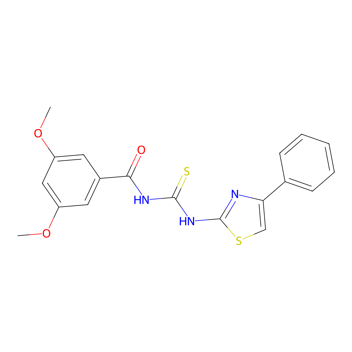 3,5-dimethoxy-N-[(4-phenyl-1,3-thiazol-2-yl)carbamothioyl]benzamide molecular structure, CAS 430441-86-4