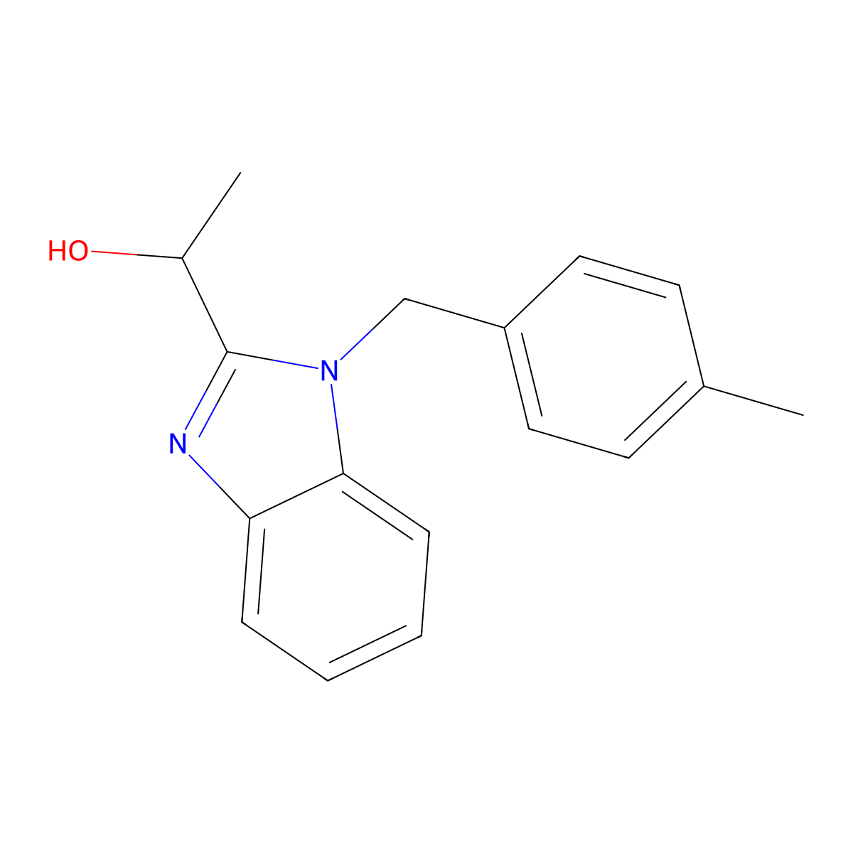 1-(1-(4-methylbenzyl)-1H-benzo[d]imidazol-2-yl)ethanol molecular structure, CAS 430441-97-7