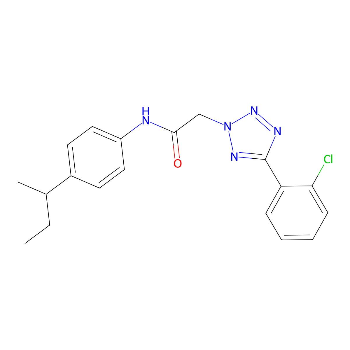 N-[4-(butan-2-yl)phenyl]-2-[5-(2-chlorophenyl)-2H-tetrazol-2-yl]acetamide molecular structure, CAS 430441-98-8
