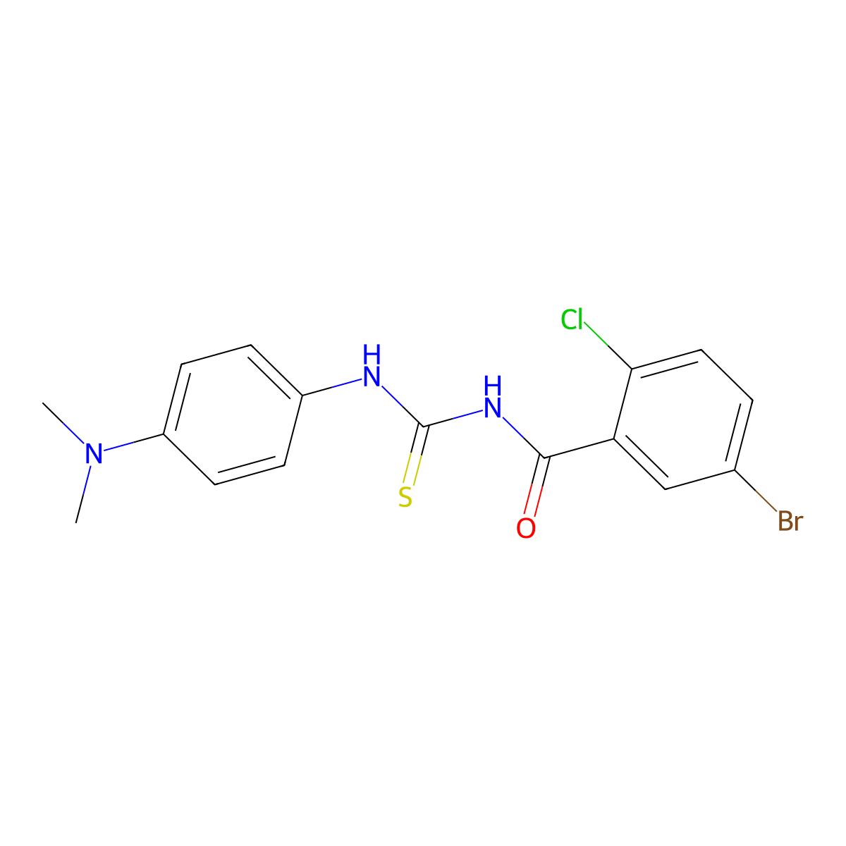 5-bromo-2-chloro-N-{[4-(dimethylamino)phenyl]carbamothioyl}benzamide molecular structure, CAS 430442-05-0