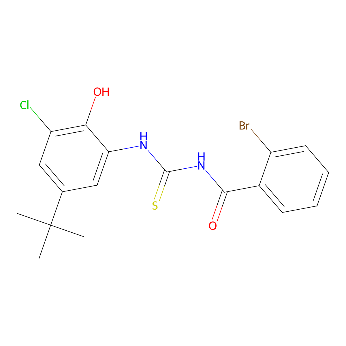 2-bromo-N-[(5-tert-butyl-3-chloro-2-hydroxyphenyl)carbamothioyl]benzamide molecular structure, CAS 430442-06-1