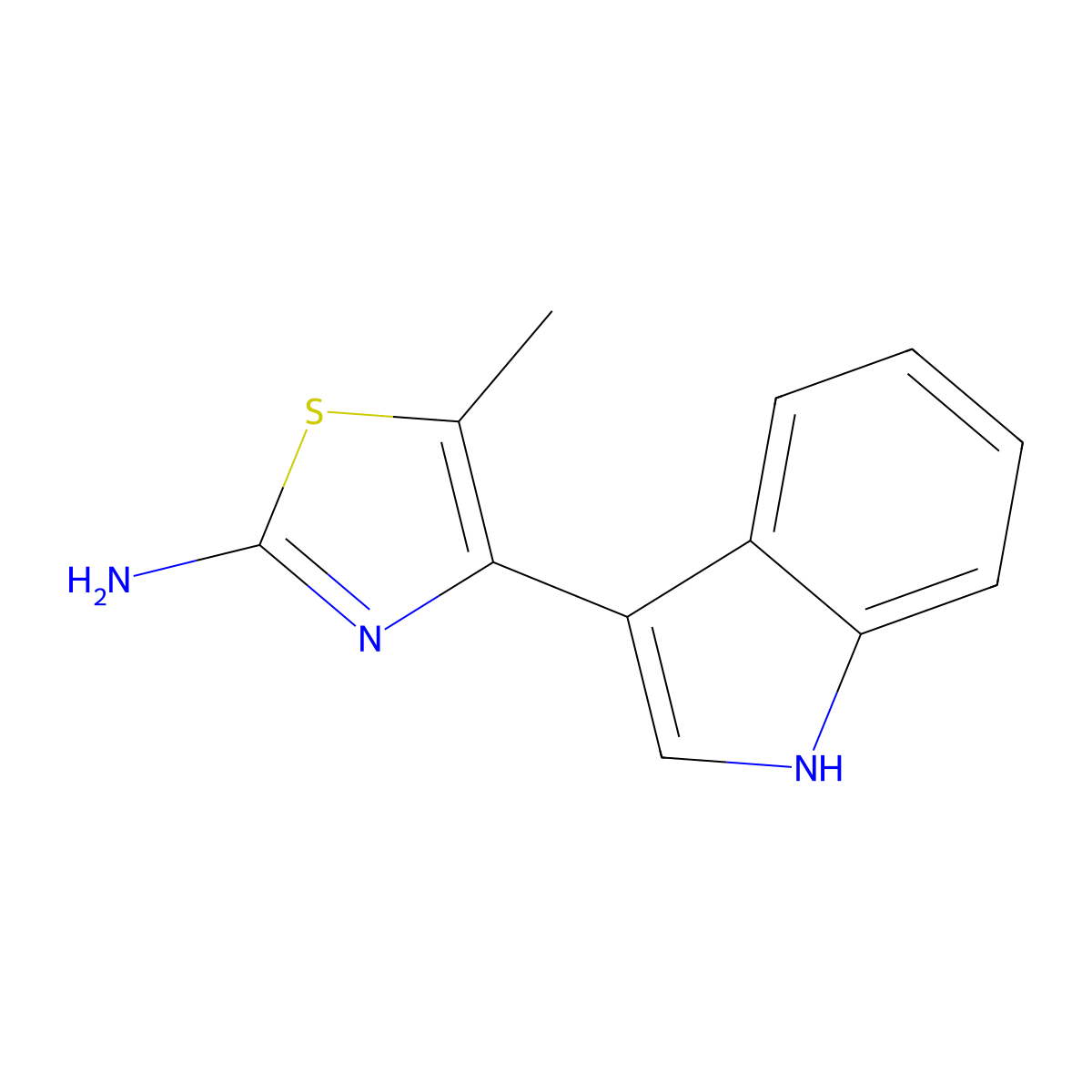 4-(1H-Indol-3-yl)-5-methyl-thiazol-2-ylamine molecular structure, CAS 430442-17-4