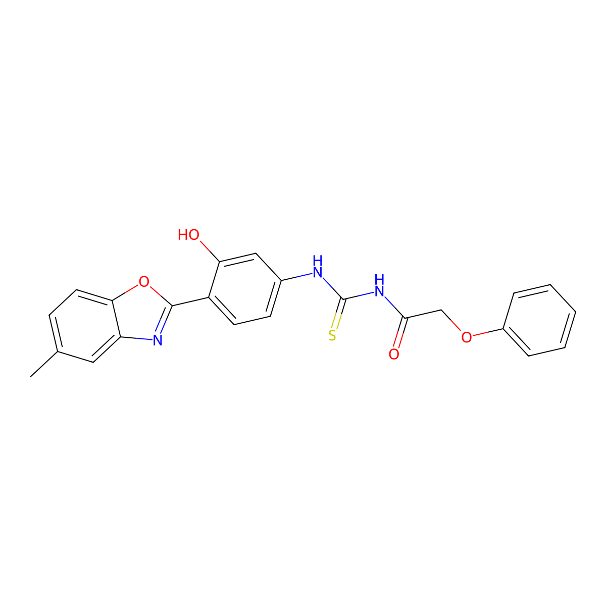 N-[3-hydroxy-4-(5-methyl-1,3-benzoxazol-2-yl)phenyl]-N'-(phenoxyacetyl)thiourea molecular structure, CAS 430442-29-8