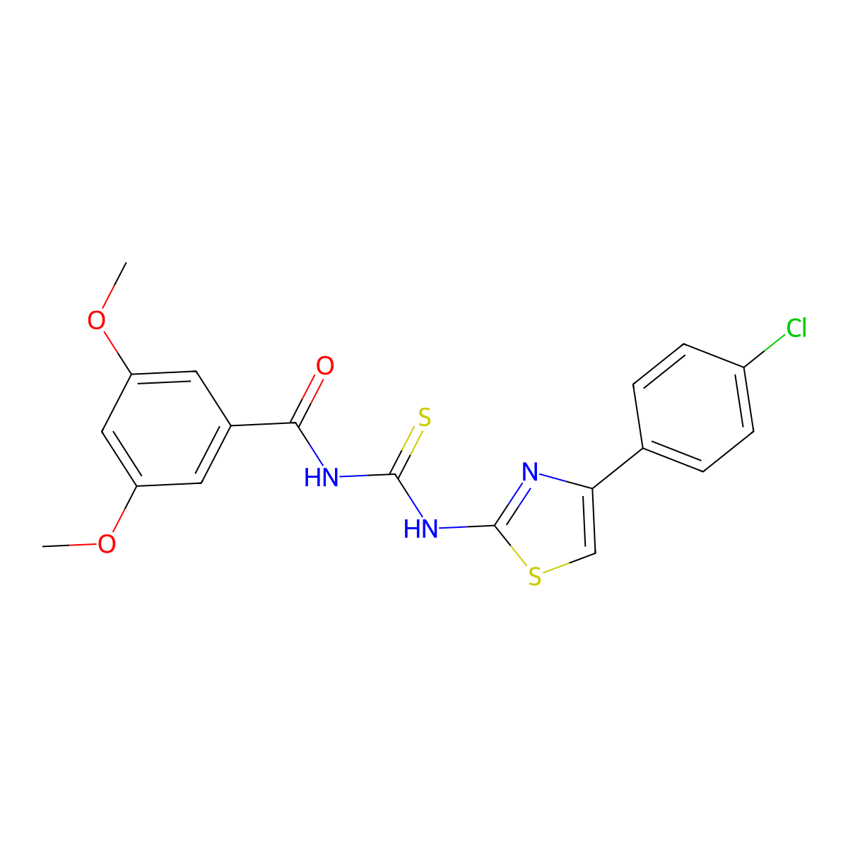 N-[[4-(4-chlorophenyl)-1,3-thiazol-2-yl]carbamothioyl]-3,5-dimethoxybenzamide molecular structure, CAS 430442-30-1
